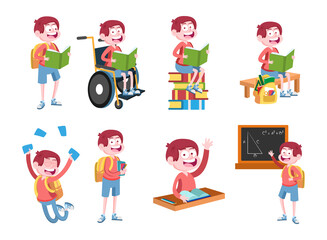 Set of students boys icon Back to school Vector illustration