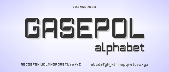 Gasepol, digital modern alphabet font with urban style template
