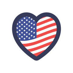 American love symbol. Flag of United States of America flag in heart.