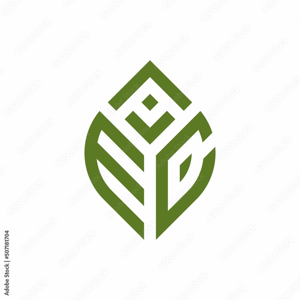 Wall mural Initial letter AEC abstract leaf logo design symbol