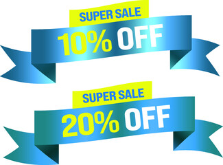 A beautiful illustration with ribbon banner for sales promotion with discount for big sales.