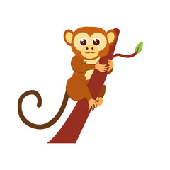 Isolated cute monkey cartoon kawaii Vector illustration