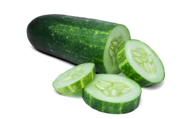 Cucumber isolated. Cucumber on white. Full depth of field. With clipping path