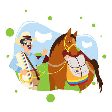 Isolated typical muleteer colombian culture Vector illustration