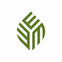 Initial letter EEM abstract leaf logo design symbol