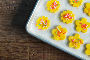 Malay traditional food called as Kuih Semperit or Juih Dahlia served during Eid Fitri. Malay's famous cookies for the Raya festival.