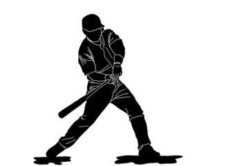 silhouette of baseball player ( batter ) with various poses