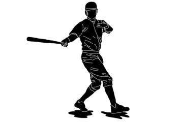silhouette of baseball player ( batter ) with various poses