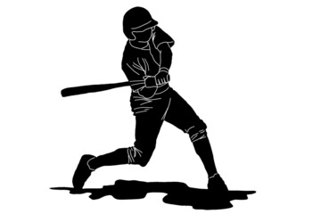 silhouette of baseball player ( batter ) with various poses - obrazy, fototapety, plakaty