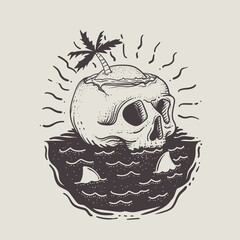 summer vibe with skull head island
