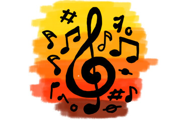 Musical Note Illustration with sunset theme