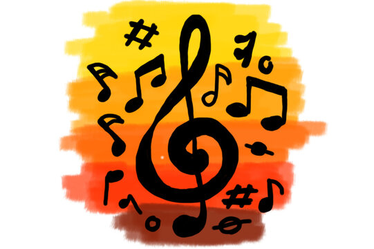 Musical Note Illustration with sunset theme