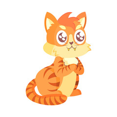 Isolated angry cute cat character Vector illustration