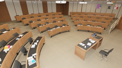 Empty classroom university or collage back to school 3d illustration