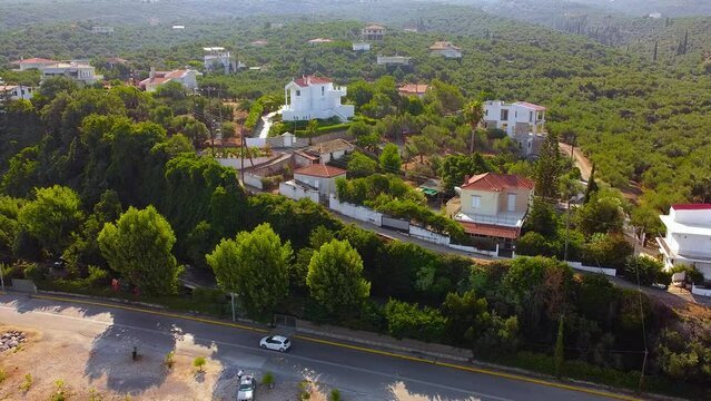 Aerial view of Archontiko village in the morning