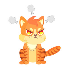 Isolated angry cute cat character Vector illustration