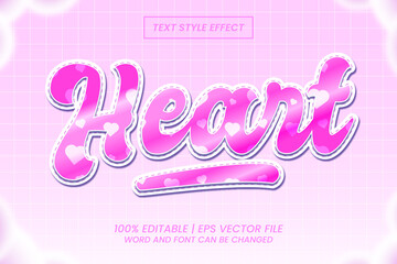 Pink Heart Editable Text effect Cartoon Style
