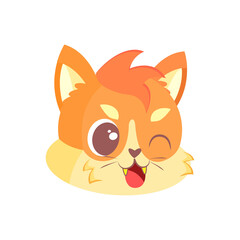 Isolated happy cute cat character avatar Vector illustration