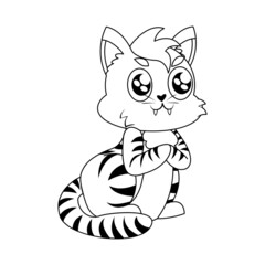 Isolated angry cute cat character Vector illustration