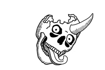 horned demon skull illustration
