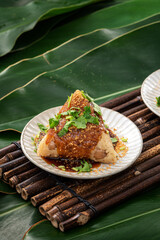 Vegetable zongzi. Vegetarian rice dumpling for Duanwu Dragon Boat Festival food.