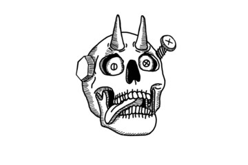 horned demon skull illustration