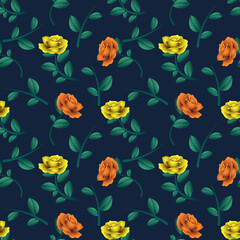 Obraz na płótnie Canvas rose flower seamless pattern design vector graphic