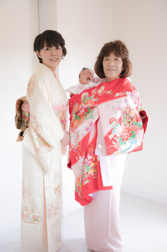 日本人家族の着物