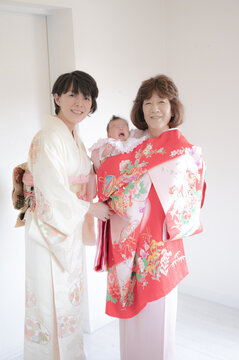 日本人家族の着物