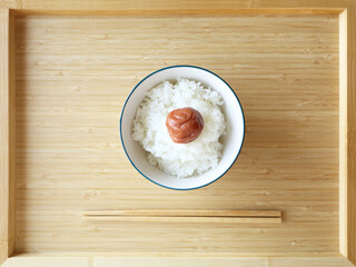 美味しそうな梅干ごはん（日本の日の丸弁当）