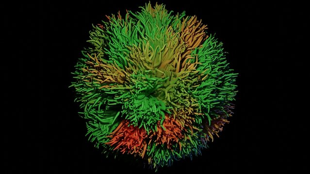 3d fractal flower made of strings , fine strands , fibers . 3d render illustration