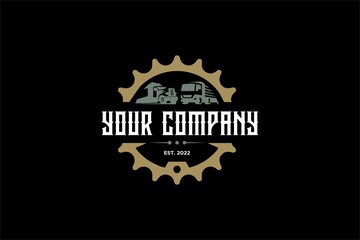 TWO CONTAINER TRUCKS LOGO VINTAGE