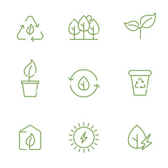 Set of ecological, environmental and can be used thin line icons for world environment day campaign.