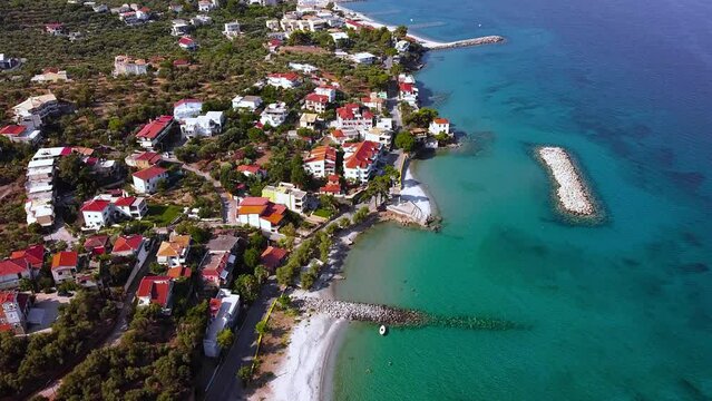 Aerial view of Archontiko village in the morning