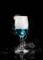 Dry ice that vapors in the liquid