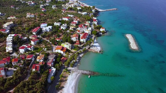 Aerial view of Archontiko village in the morning