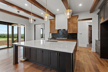 White kitchen with dark cabinets