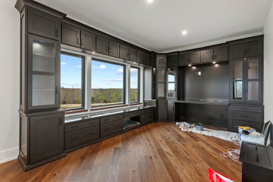 Multi media room with black built ins