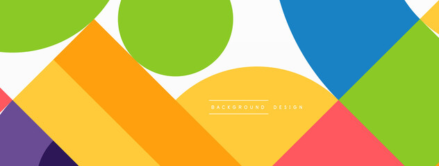 Circle and square geometric background. Round shapes with squares and triangles composition for wallpaper, banner, background or landing