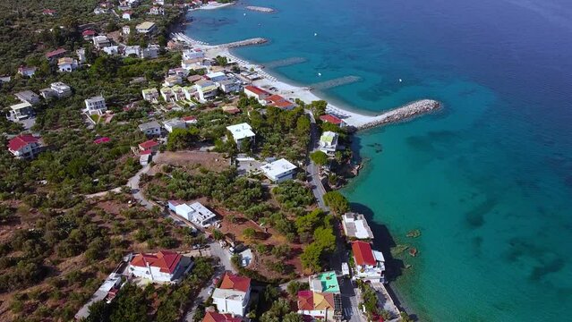 Aerial view of Archontiko village in the morning