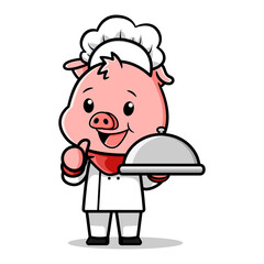 cute pig chef vector design