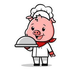 cute pig chef vector design