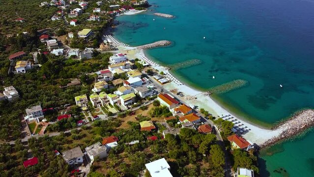 Aerial view of Archontiko village in the morning