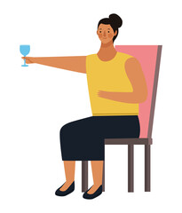 woman seated drinking wine