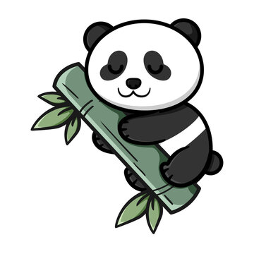 cute panda design with bamboo