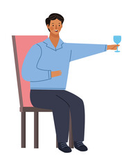 man seated drinking wine