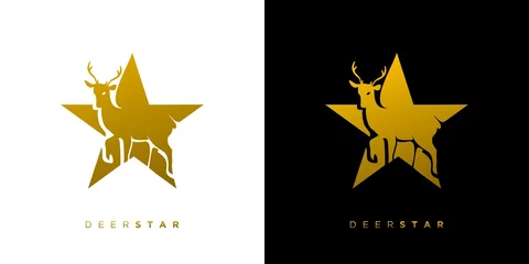 Foto op Canvas Elegant and attractive deer star logo design © Rusly