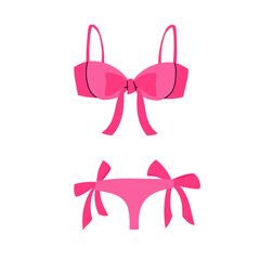 Women elegant pink lingerie.Modern colorful female underwear.