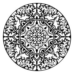 Draw a mandala in black and white for coloring. Vector design. illustration EPS10