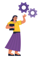 woman with gears